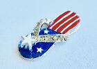 Enamel American Flag Flip Flop Slipper Charm Pendant With CZ Crystals
