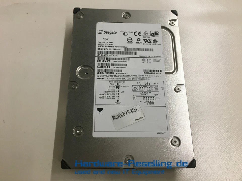 HP Seagate 73GB 15K Ultrawide ST373453LW 291243-001 273410-001 9U8005-029   - Bild 1 von 1
