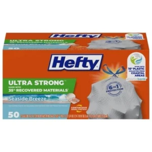 Hefty Ultra Strong Tall Kitchen Drawstring Trash Bags - Seaside Breeze - 13gal - Picture 1 of 10
