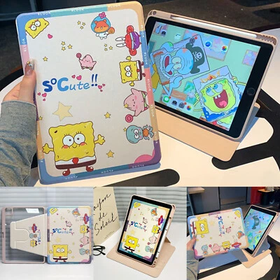 360 Rotation Cartoon Bob Smart Case For iPad7/8/9/10th 10.2 10.9 Air6 Pro11 2024 - Image 1 of 4