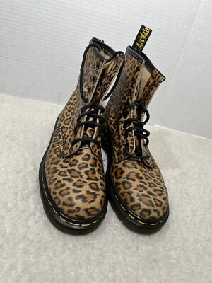 ВИНТАЖНЫЙ РЕДКАЯ DR. MARTENS леопард кожаные ботинки женщин Великобритании 5 США 7 сделано в Англии - Изображение 1 из 4