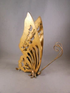Vtg Japan Cast Metal Butterfly 7.5" Candle or Incense Holder Gold Figure Statue - Picture 1 of 12