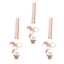  3 Pcs Rainbow Keychain Zinc Alloy Baby Silicone Dolls Metal Car