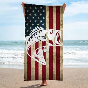 Zooshum American Flag Beach Towel Microfiber Oversized Beach Towels 3D Printed - Picture 1 of 4