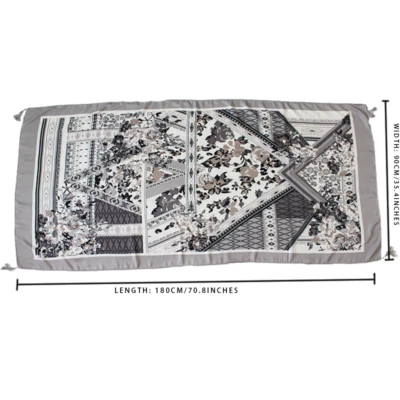 Nuevo Mujeres Patrón Borla Moda Bohemio Poliéster Bufanda Grande Foto 1 de 4