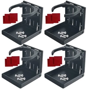 4 Pack Adjustable Arms Folding Cup Holder Universal Car Truck Boat Black - Picture 1 of 7