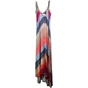 French Connection Maxi Dress Women 4 Multicolor Boho Ferry Stripe Shift NWT $198 - Picture 1 of 9