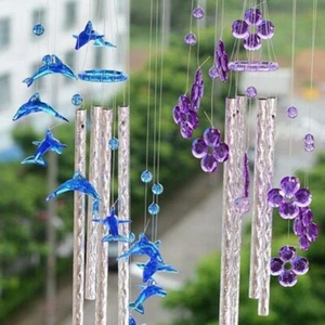 1X Outdoor Dolphins stars Wind Chimes Hanging Ornament Home Yard Garden Decor - Picture 1 of 10