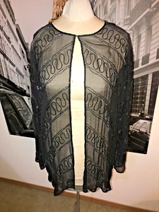 SIGNATURE JMD NWT BLACK BEADED COCKTAIL TOPPER/TOP SIZE 2X - Picture 1 of 3