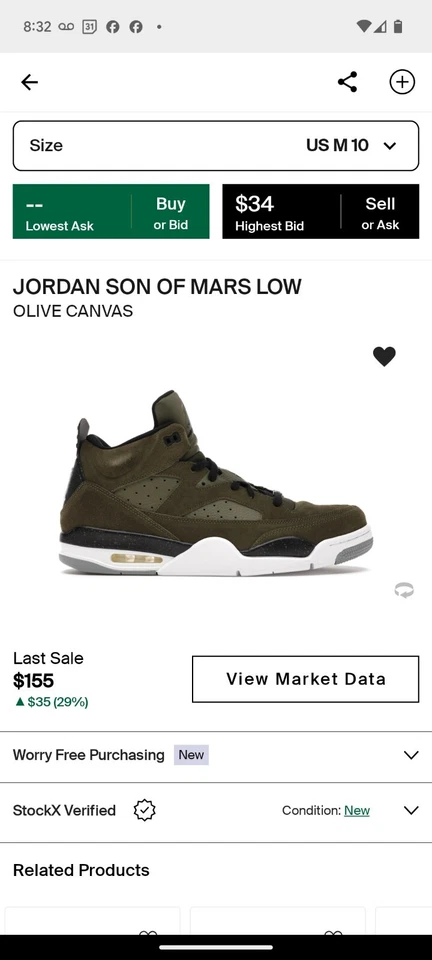 Talla 10 - Jordan Son Of Mars Lona Oliva Baja Foto 1 de 4