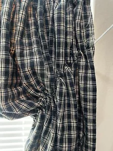 Primitive Black Tan Prairie Swag Catawba Plaid Homespun Lined 2 Panels 56L 64W - Picture 1 of 10