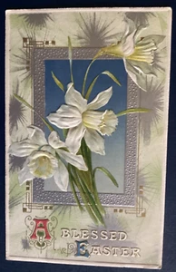 Postcard Easter Embossed Winsch Back Flowers  C103 - Picture 1 of 2