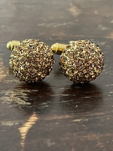 Gemelli morbidi vintage tonalità oro DANTE rotondi con accenti pietra ambra *difettoso* - Foto 1 di 11