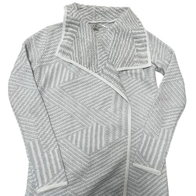 Bass Women Gray/White Opem Faced Cardigan XS Long  - Image 1 of 4