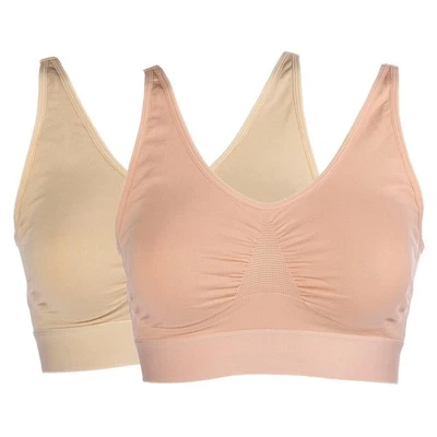 Paquete de 2 sujetadores Rhonda Shear Crossback Ahh beige claro/rosa beige M nuevos Foto 1 de 4