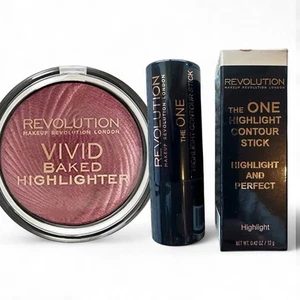 Bundle 2 Revolution Vivid Baked Highlighter Rose Gold Lights & Contour Stick - Picture 1 of 4
