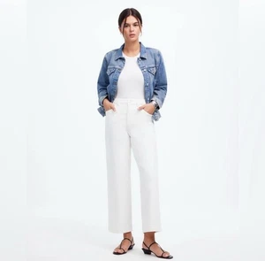 Madewell Jeans Womens The Perfect Vintage Wide-Leg Crop Jean White Size 28 - Picture 1 of 10