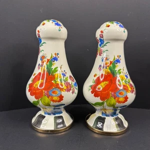 Mackenzie Childs großer Blumenmarkt weiß Emaille Salz & Pfefferstreuer - Bild 1 von 9