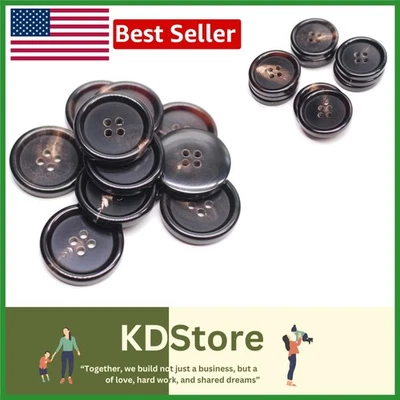 Natural Brown Buffalo Horn Buttons - Set of 10 for Suits & Coats - Image 1 of 3