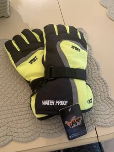 Wild Wear Unisex wasserdicht -30* Handschuhe schwarz & neongrün NEU mit Etikett - Bild 1 von 7