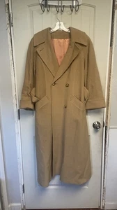 Vintage Fleurette Nordstrom Gallery With 100% Camel Hair Coat M Long Belted USA - Picture 1 of 4