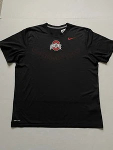Nike Ohio State Buckeyes T-Shirt Herren L schwarz OSU Dri Fit Rundhals Block O - Bild 1 von 7