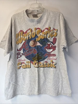 Camiseta De Colección 1995 Cleveland Indians Atlanta Braves MLB Serie Mundial Puntada Única Foto 1 de 4