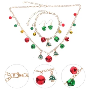 Christmas Bell Jewelry Necklace Party Earrings Jingle Wrist Bands - Picture 1 of 12
