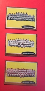 1962 Topps Lot 3 Team cards - #158 Braves, #206 Senators, #294 Phillies - EX ! - Picture 1 of 1