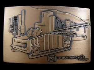 SB15142 VINTAGE 70er Jahre **TABOR MACHINE COMPANY** WERBUNG GÜRTELSCHNALLE - Bild 1 von 2