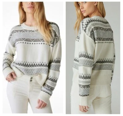 Suéter Pullover Gris Alpaca Lana Fair Isle Para Mujer Lucky Brand, Talla M Foto 1 de 4