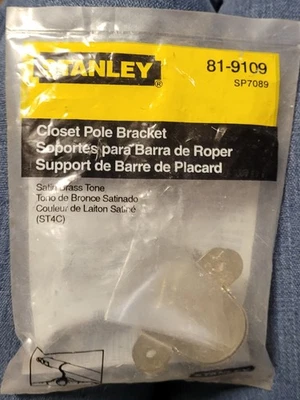 "Par de soportes de poste de armario Stanley 81-9109 tono latón satinado se adapta a poste de 1"" de diámetro" Foto 1 de 2