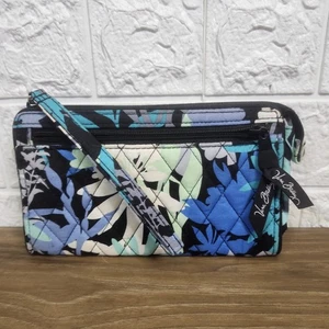 Vera Bradley CAMOFLORAL blau schwarz türkis Blumen Kalbsleder Scheckbuch Geldbörse - Bild 1 von 5