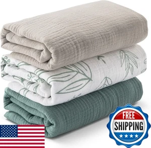 Musselin Swaddle Decken 3er Pack 38x40in Atmungsaktiv Weich Baby Empfangsdecke - Bild 1 von 7