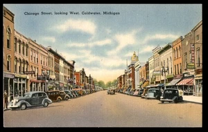 Cartolina Chicago Street Looking West, Coldwater, MI - Foto 1 di 2
