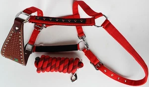 Pferdenasenriemen Tack Bronc Leder HALFTER gebunden Führstrick 280624 - Bild 1 von 3