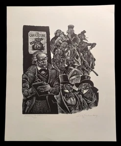 Signed FRITZ EICHENBERG LE 10/50  Wood Engraving HOMAGE TO DAUMIER - Picture 1 of 5