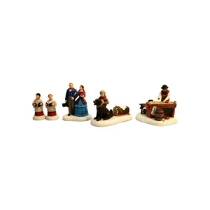 DEPT 56 Dickens Lot Of 4 *dmg* Hallelujah Getting Yule Log Fairytale Stained - Picture 1 of 16
