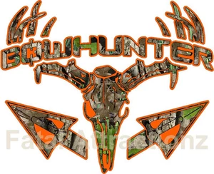 Camo Orange Bowhunter Hirsch Schädel S4 Pfeile Vinyl Aufkleber Abziehbild Bock Jagd - Bild 1 von 1