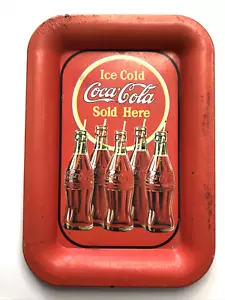 "Coca-Cola Blechtablett Spitze Tablett-Eis kalt Coca-Cola hier verkauft 4 1/2"" - 6 1/2" - Bild 1 von 6
