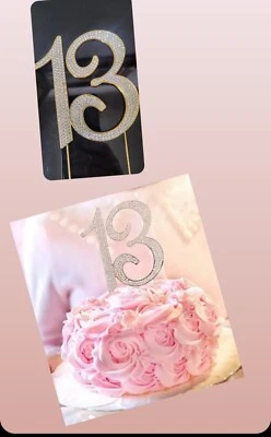 13th 生日派对蛋糕装饰,水钻金属编号(金色) — 第 1/4 张图片