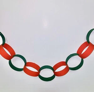 Christmas Red & Green Paper Chain Card Strips. 5 Meters / 16 Feet Long, Party - Picture 1 of 1