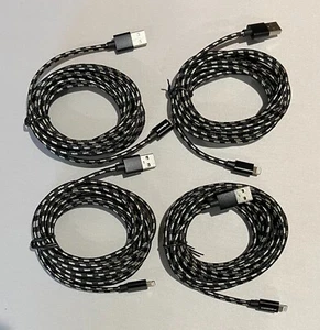 4x 10 Foot Charger Cable For iPhone 11/X/8/7/SE Nylon Braided 10 Feet 10ft Cord - Picture 1 of 1