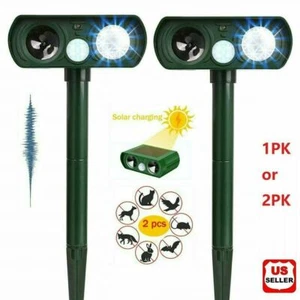 1/2PK Animal Repeller Ultrasonic Solar Power Outdoor Pest Cat Mice Sensor PIR US - Picture 1 of 10