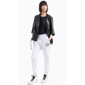 A|X Armani Exchange Damen Athleisure Jersey Fleece Hose Jogger weiß Gr. M - Bild 1 von 16