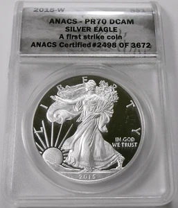 2015-W Proof American Silver Eagle ANACS PR 70 Deep Cameo First Strike - Picture 1 of 4