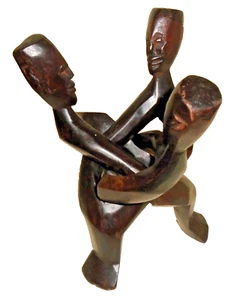 African Wooden Carved Tripod Bowl Stand, Hand Carved, 10.5" x 8" - Picture 1 of 7