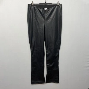 H&M Divided Women Pull On Faux Leather Pants Size Large Bootcut Black M276 -15 - Picture 1 of 20