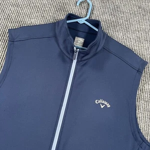 Callaway Sweatshirt Vest Mens XL Extra Large Blue Full Zip Mock Neck Golf - Picture 1 of 13