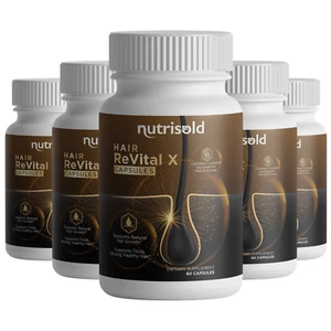 Hair ReVital X Supports Natural Hair Growth 5 Bottles 300 Capsules - Picture 1 of 4